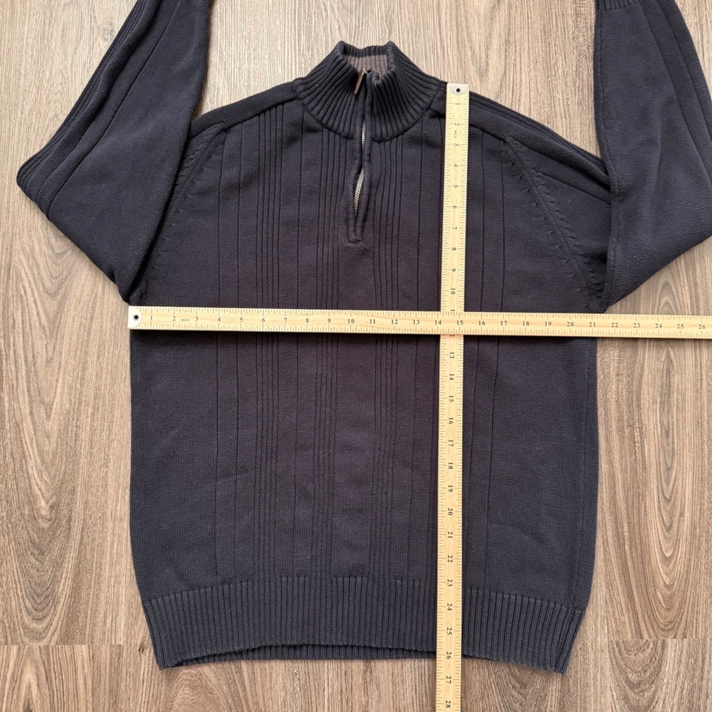 Oscar de la Renta Men's Quarter Zip Knit Sweater Dark Navy XL Ribbed Collar - Picture 3 of 6